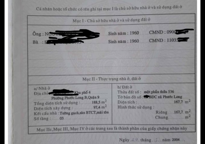 Cần bán nhà mặt tiền số 80 đường 297, Phường Phước Long B, Quận 9, HCM