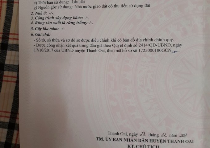 Bán đất đấu giá Quế sơn - xã tân ước huyện thanh oai- Lô mặt đường CL2-02 diện tích 90m2