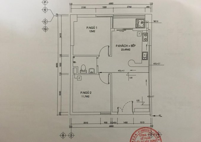 Cho thuê căn 55m2 chung cư CTI1 1B Vĩnh Hoàng. Giá thuê 5tr/tháng