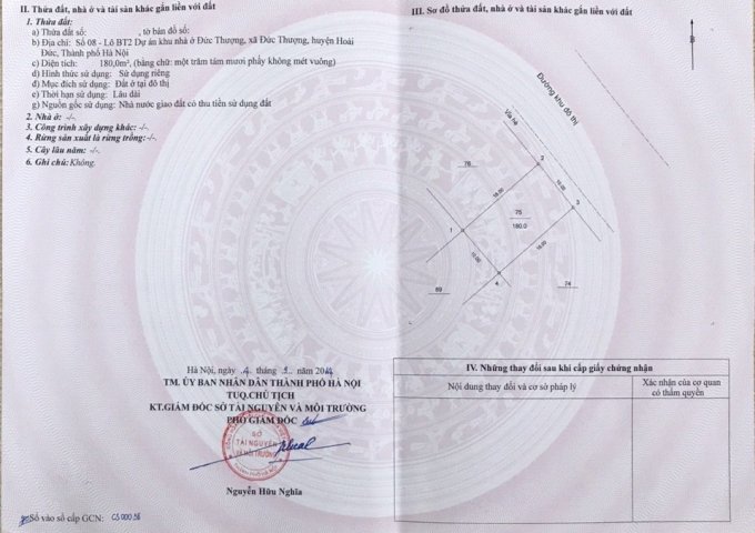 Cần bán lô đất biệt thự - Sổ đỏ chính chủ - Đức Thượng - Hoài Đức - Hà Nội