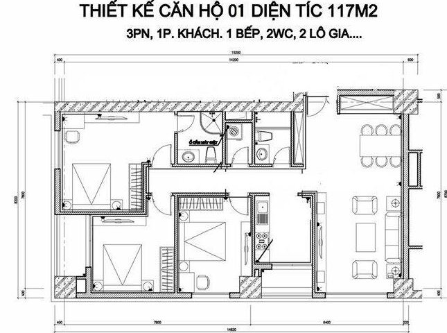 Căn góc tầng trung 117,4m2 2PN tại CT8D The Sparks- Dương Nội.