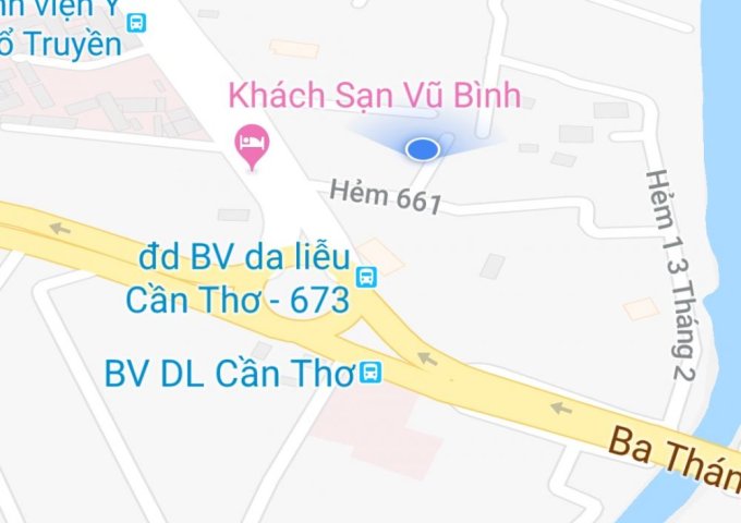 Bán đất hẻm 661 đường 30/4, Hưng Lợi, (đối diện khách sạn Vũ Bình), hướng Đông Bắc