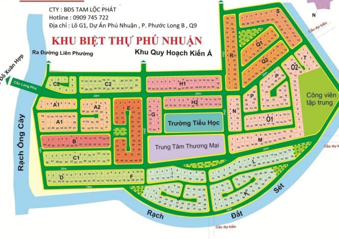 Bán đất dự án Phú Nhuận Q9, DT 280m, sổ đỏ, vị trí đẹp, giá 22tr/m