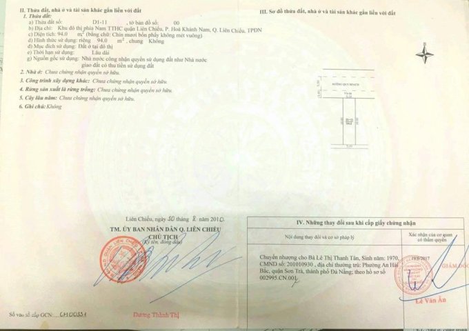 Bán đất đường Mộc Bài 4, gần trung tâm hành chính quận Liên Chiểu, Đà Nẵng