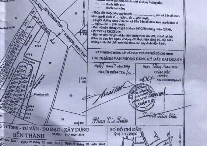 Cần bán nền hẻm 97 Bưng Ông Thoàn, P. Phú Hữu, Quận 9, cạnh villa Park của MIK