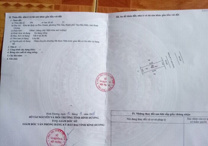 Bán đất đường 71 khu tái định cư phú chánh D , phường phú tân thủ dầu một bình dương 5x20