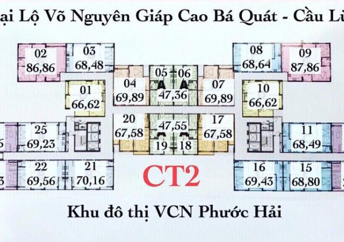 Căn góc 02 chung cư  view Sông Quán trường dự án CT2 VCN Phước Hải Nha Trang, chênh 200tr