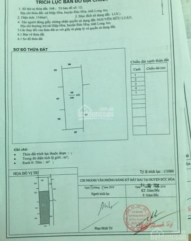 Cần bán 1500m2 đất ruộng ấp Hoà Bình 2, xã Hiệp Hoà, Đức Hòa, Long An.lh:0902381631