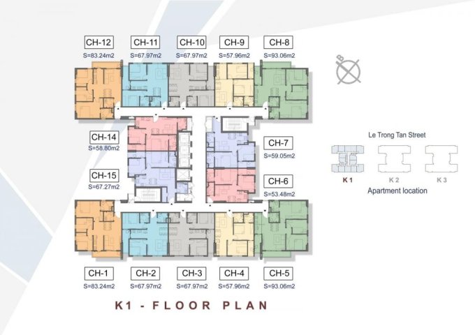 Bán gấp căn hộ căn góc 12, tòa K3 The K Park, 93 m2, 3 PN, 2 WC, hướng mát view đẹp + nội thất