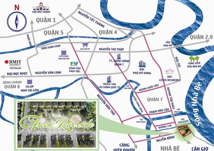 đất nền sổ đỏ xây dựng tự do giá tốt dự án Green Riverside Nhà Bè, 093 90 40 196
