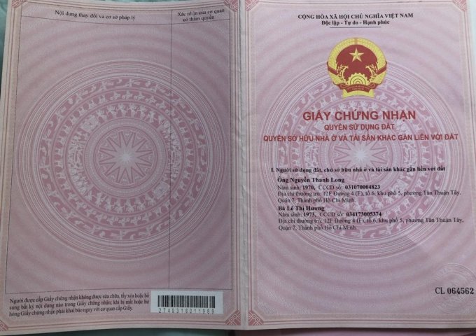 Bán lô đất đường Số 1 khu dân cư Phú Mỹ Chợ Lớn