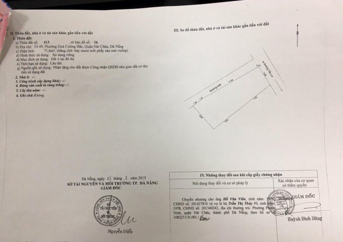 Bán nhanh lô đất 2 mặt kiệt 235/65/1 Tiểu La, Quận Hải Châu, TP Đà Nẵng