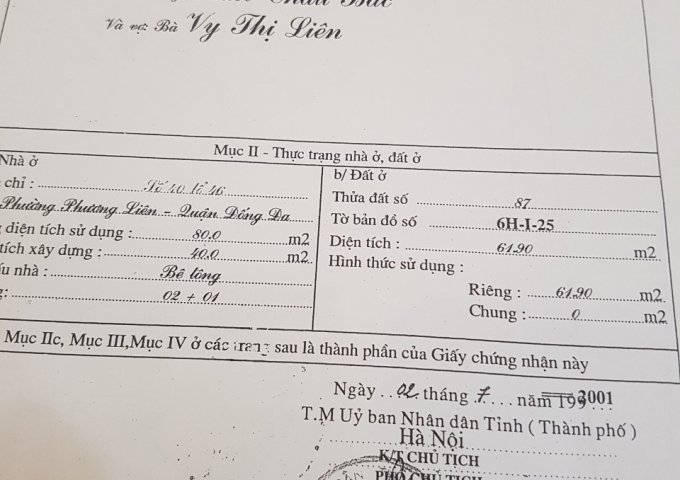 Bán nhà số 67 ngõ 96 Đê La Thành nhỏ, Đống Đa, Hà Nội
