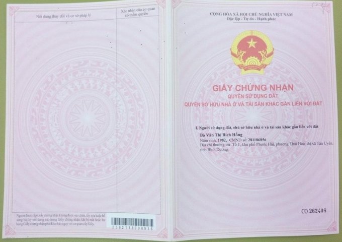 Bán đất tại Đường Khánh Bình 69, Tân Uyên,  Bình Dương diện tích 190m2  giá 2.4 Tỷ