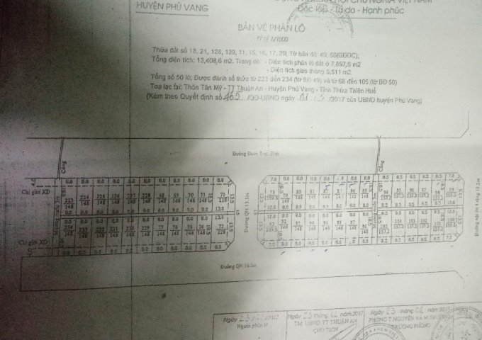 Bán đất KQH Tân Mỹ, Thuận An, Huế. LH: 0834501419