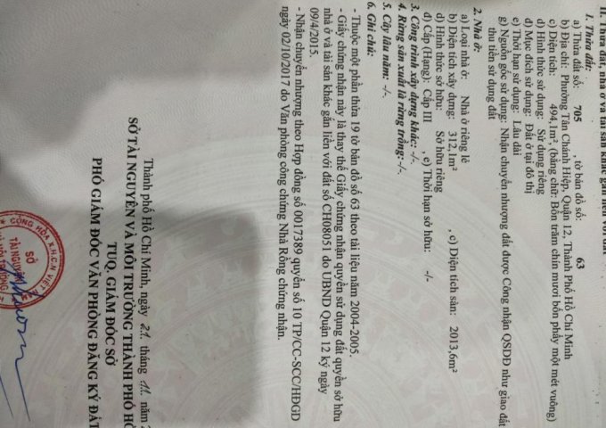 Bán chung cư 86/52 tân chánh hiệp 36, quận 12