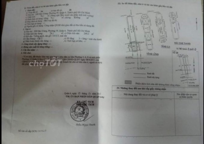 CHÍNH CHỦ CẦN BÁN GẤP NHÀ 3 TẦNG MẶT TIỀN SỐ 208- ĐƯỜNG HẬU GIANG A- PHƯỜNG 9-QUẬN 6- TP HỒ CHÍ MINH