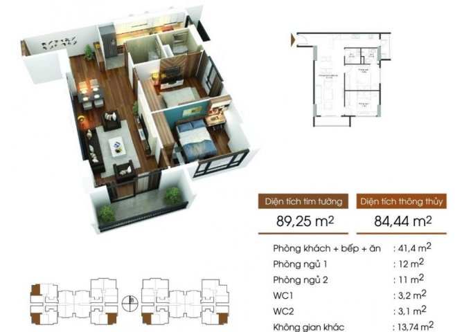 Cần bán căn hộ chung cư five star kim giang 84m2- 2PN- 2,7 tỷ