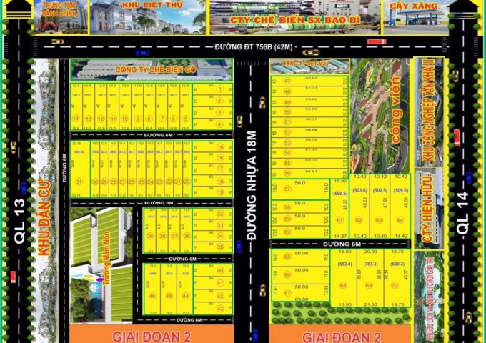 Bán rẻ 500m2 giá 500tr ,SHR,mặt tiền QL13 nối dài,đã có thổ cư