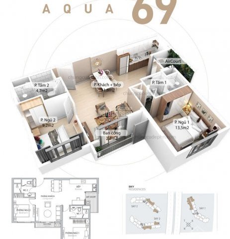 Bán căn hộ chung cư tại Dự án Aquabay Sky Residences,  diện tích 69m2 giá 1.380 Tỷ LH 0973.763.185