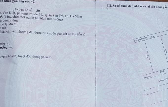 Bán đất tại Đường Võ Văn Kiệt, Sơn Trà,  Đà Nẵng diện tích 1200m2  giá 220 Triệu/m²