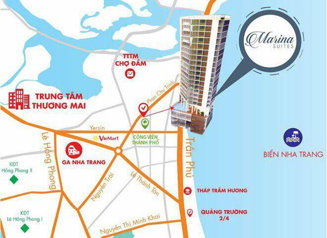 Căn hộ Marina Suites view biển 5* Trần Phú Nha Trang, giá chỉ 30 triệu/m2, LH: 0914.855.773
