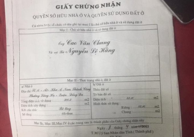 Bán nhà số 41 Huỳnh Thúc Kháng, Đống Đa, HN. 81m2, giá 35 tỷ