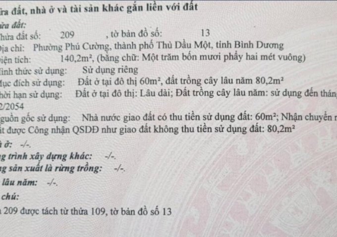 Bán đất 140m2 1/ Ngô Quyền – Phú Cường – Thủ Dầu Một , LH 0911645579