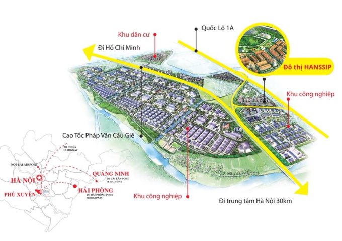 Đầu tư đất nền lền kề, Shophouse Dự án Hanssip Phú Xuyên nằm sát Quốc lộ 1A, Gía chỉ từ 14tr/m