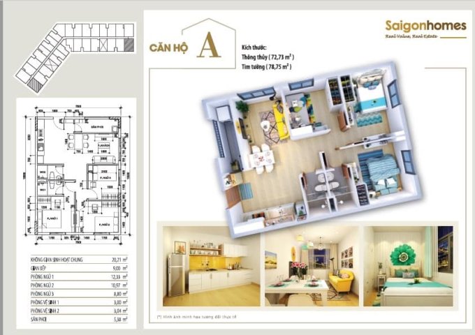 Bán căn hộ chung cư tại Dự án Saigonhomes, Bình Tân,  Hồ Chí Minh diện tích 70m2  giá 28 Triệu/m²