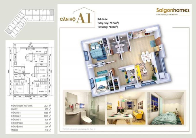 Bán căn hộ chung cư tại Dự án Saigonhomes, Bình Tân,  Hồ Chí Minh diện tích 70m2  giá 28 Triệu/m²