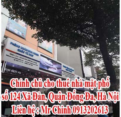 Chính chủ cho thuê nhà mặt phố số 124 Xã Đàn, Quận Đống Đa, Hà Nội