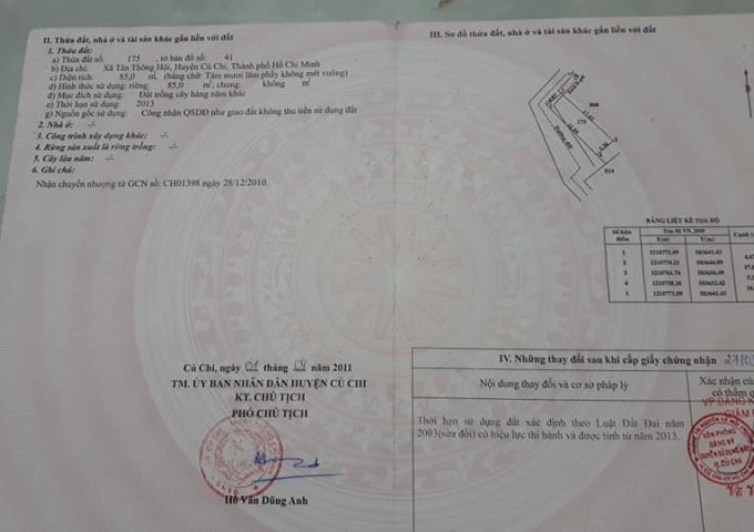 Bán đất đường số 14,xã Tân thông Hội, Củ Chi.  Giá 950tr