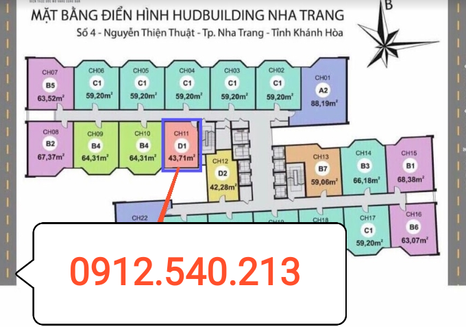 Căn hộ 1PN HUD Building Nha Trang, giá đợt đầu cực tốt, 0912.540.213 