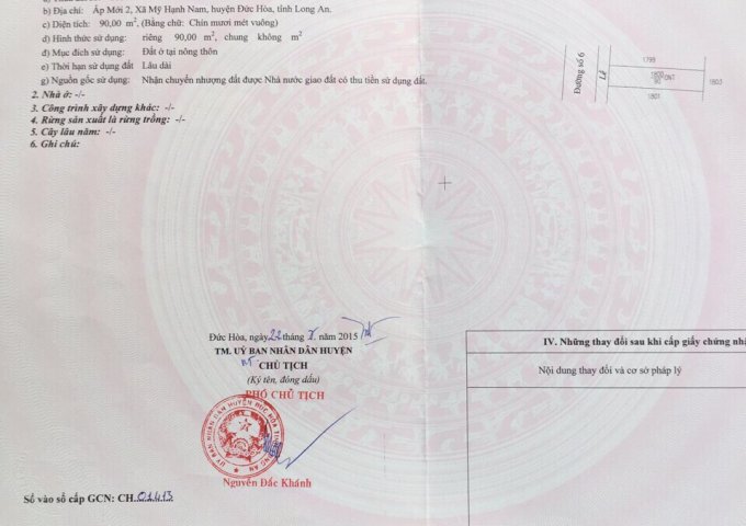 BÁN ĐẤT THỔ CƯ KHU DÂN CƯ MỸ HẠNH HOÀNG GIA. MỸ HẠNH - NAM ĐỨC HÒA - LONG AN