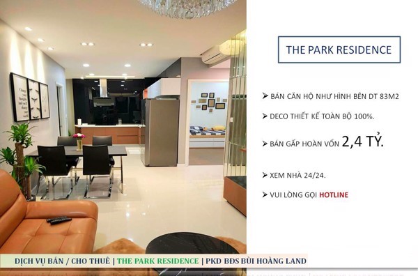 Duy nhất 1 căn giá cực hot tại The Park Residence full nội thất 2PN_2Wc giá chỉ 2,4 tỷ.LH: 032.999.10.44