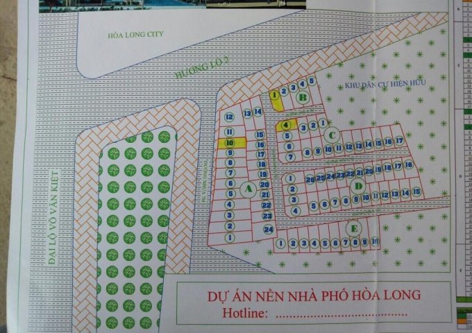 Bán đất biệt thự Hòa Long Center, mặt tiền đường Hương Lộ 2 Bà Rịa, 1.2 tỷ