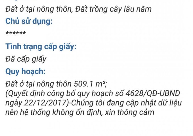 ĐẤT xã An Phước huyện Long Thành tỉnh Đồng Nai. 3,3tỷ được 509,2 m2.