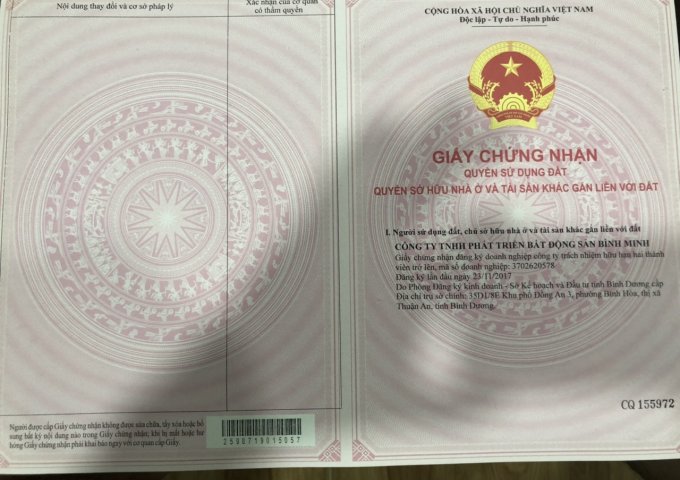 Đất sổ đỏ trong KDC Bình Minh - Kế chợ Đồng An 2 - Đường Bình Hòa 16 - cách TL 43 50 mét