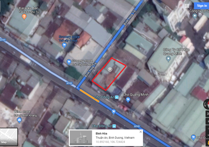 Đất sổ đỏ trong KDC Bình Minh - Kế chợ Đồng An 2 - Đường Bình Hòa 16 - cách TL 43 50 mét