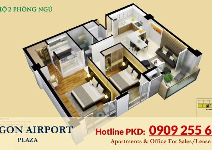 Chuyên cho thuê căn hộ 1-2-3 phòng ngủ Saigon Airport Plaza tại Quận Tân Bình giá tốt nhất. Hotline PKD 0909 255 622