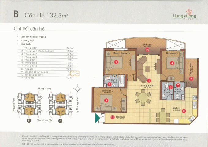  Cần bán căn hộ chung cư Hùng Vương Plaza, Q5, 132m2, 3PN, 3WC, đầy đủ nội thất