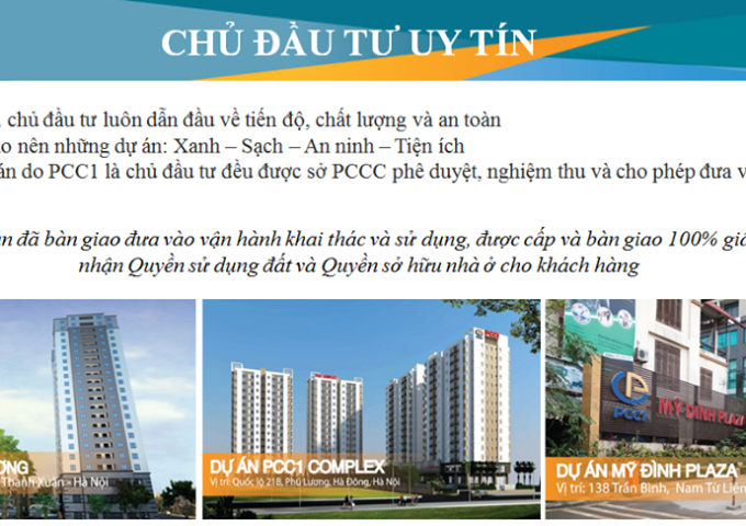 Nhận đặt chỗ siêu dự án PCC1 trung tâm Q.Thanh Xuân. Chính sách ưu đãi tốt nhất từ CĐT