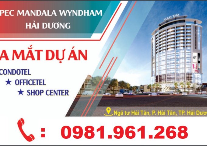 Bán condotel CH khách sạn 5 sao Apec Mandala Wyndham ngã tư Hải Tân TP Hải Dương, chỉ 700tr/căn