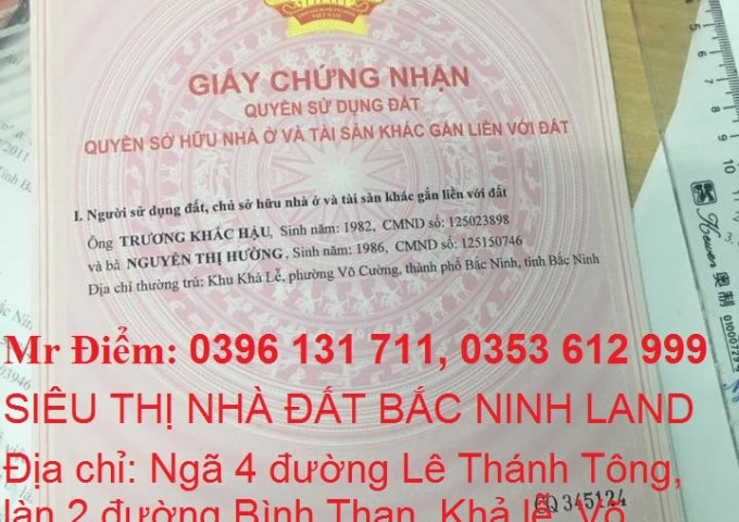 Gia đình cần tiền đầu tư bán gấp mảnh đất đường làng Khả Lễ, Võ Cường, TP.Bắc Ninh