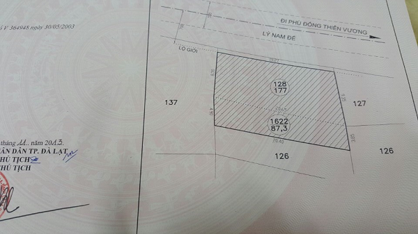 CHÍNH CHỦ BÁN ĐẤT XÂY DỰNG MẶT ĐƯỜNG LÝ NAM ĐẾ , PHƯỜNG 8, THÀNH PHỐ ĐÀ LẠT, LÂM ĐỒNG