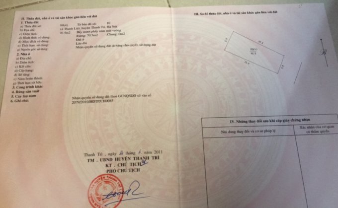 Bán đất tại ngách 250/60/55 Phan Trọng Tuệ,Thanh Liệt : 71m2, giá 56 tr/m2, oto đậu cửa, nở hậu, 