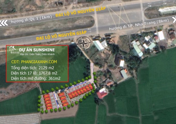 Bán đất phân lô dự án SunShine diên toàn, Diên Khánh.