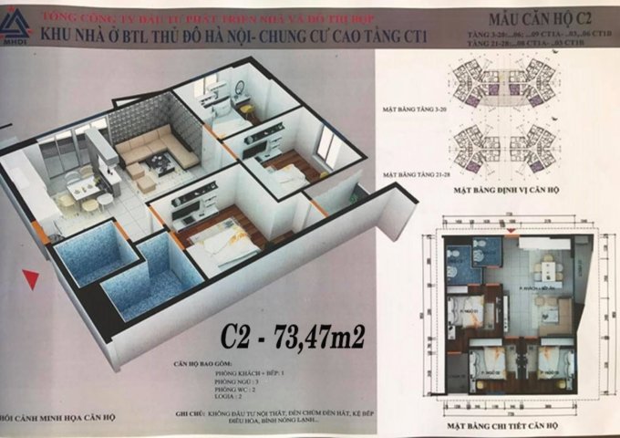 Chủ nhà cần bán gấp căn góc 73.47m2dự án CT1 Yên Nghĩa với giá gốc 11tr/m2