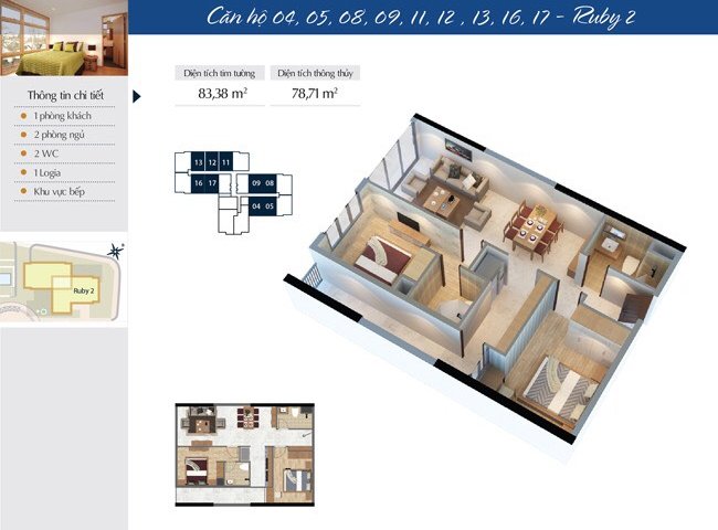 [Goldmark CiTy] Bán căn hộ 2N đầy đủ nội thất Hướng cửa Đông Nam LH: 094420816 